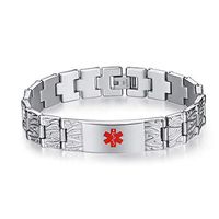 linnalove The Men's Medical Alert Bracelets Meridian Stainless Steel Medical id Bracelets for Men with Free Engraving(Steel)-75