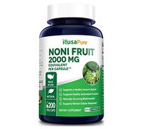 Noni Fruit 2000mg 200 Vegetarian caps (Extract 4:1, Non-GMO & Gluten Free) Powerful antioxidant, Boosts Immune System, Improves Hair & Skin Health