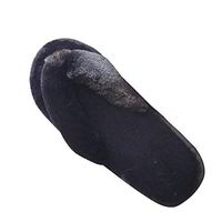 Theoylos Women's Faux Fur Slippers Winter Fleece Flats Home Slippers Ladies Cozy Open Toe Flip Flop Cotton Slippers Black