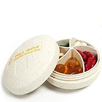 SYOSIN Travel Pill Organizer, 5 Compartments Daily Pill Box Case Portable Round Pill Case Moisture and Water Proof Pill Box, Vitamin Containers and Medication Dispenser Holder Supplements (Brown)