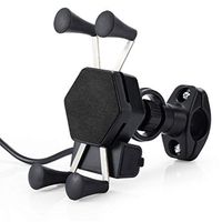 Qi Peng Cell Phone Stand - Motorcycle Bike Mobile Phone Stand Holder with USB Charger Socket X Type Mobile Phone Mount Bracket Galaxy S8 Mobile Phone Holder (Color : A)