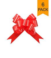 Large Red Shiny Christmas Valentines Gift Wrap Pull Butterfly Bows - 5" Wide, Red Ribbon Big Pull Butterfly Bows for X-mas Gifts and Presents, Set of 6