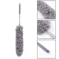 Houkiper Extendable Removal Duster, Stainless Steel Extension Pole Foldable head Electrostatic adsorption Microfiber Feather Duster Wet and dry duster for Interior Roof, Ceiling Fan, Cupboard