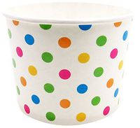 Yogurt Cups with Multi Color Polka Dot Print, 12 oz. (Pack of 25)