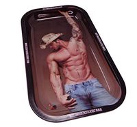Metal Rolling Tray with Cowboy image (10.5'' by 6'' ) - Smooth surface for easier rolling