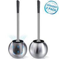 IXO Toilet Brush and Holder 2 Pack, 304 Stainless Steel Toilet Brush with Extended and Durable Comfortable Brush Handle, Toilet Bowl Brush for Bathroom Toilet - Ergonomic, Pratical Durable