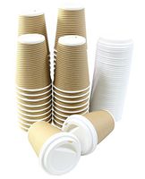 Disposable Insulated Ripple Hot Coffee Paper Cup with Cappuccino Lids, 12oz, Brown, 50 Count Give away wood coffee stick