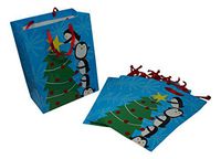 Hoilday Gift Bags - Large Penguins Decorate the Christmas Tree - 6 bags (10 in. x 5.75 in. x 13 in.)