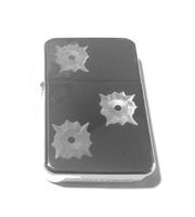 Vector KGM Thunderbird Custom Lighter - Bullet Holes Shooting GUN Shot Logo High Polish Silver Chrome Rare!