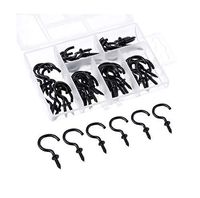 1 inch Cup Hooks Ceiling Hooks Nickel Plated Metal Hook Holder Black 50