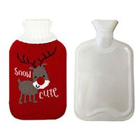 Heat Water Bag, Warm Bag Heating Bag Red Hot Water Bottle with Knit Cover Removable Portable for Kids Women Hand Foot Warming Pain & Swelling Relief Sleeping Comfort | Hot Water Bottle with Cover