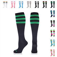 NEWZILL Compression Socks (20-30mmHg) for Men & Women, BEST Graduated Athletic Fit for Running, Nurses, Shin Splints, Flight Travel & Pregnancy. Boost Circulation (Stripes Black/Green, Small)