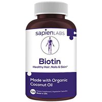 Biotin - Made in USA - 10,000mcg Coconut Oil – Premium Vegetarian Supplement by Sapien Labs (120 Pill Count)