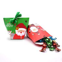 Christmas Candy 3D Treat Boxes Boxes 20 Pack of 2 Patterns（Santa）with Ribbon for Holiday Xmas Goody Gift, Goodie Paper Boxes (20 Pack)