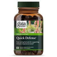 Gaia Herbs, Quick Defense, Fast-Acting Immune Support, echinacea, Ginger Root, Sambucus Black Elderberry, Vegan Liquid Phyto Capsules, 80Count