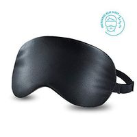Natural Silk Eye Mask for Sleeping, Sleep Eye Mask for Women and Men, Blindfold with Adjustable Strap, Eye Cover for Night Sleeping, Travel, Nap, Meditation, Black