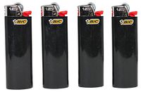 Lot of 4 Bic Ebony Jet Black Full Size Lighters New