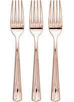 Creative Converting 315135 Metallic Plastic Forks, Rose Gold, 24 ct