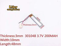 3.7V 200mAh 301048 Lithium Polymer Ion Rechargeable Battery Lithium Polymer Li-Po Battery for MP4 GPS MP3 Bluetooth Stereo DIY Gift