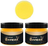 2PCS Wood Seasoning Beewax - Traditional Beeswax Polish for Wood & Furniture, All-Purpose Beewax for Wood Cleaner and Polish Wipes - Non Toxic for Furniture to Beautify & Protect, No Build-Up 1 sponge