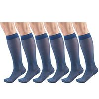 Sheer Compression Stockings, 15-20 mmHg, Women's Knee High Length, 20 Denier Blue X-Large (6 Pairs)