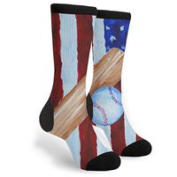 American Flag Baseball Painting Men & Women Casual Cool Cute Crazy Funny Athletic Sport Colorful Fancy Novelty Graphic Crew Tube Socks