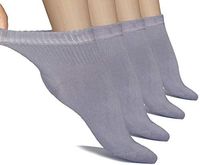 Hugh Ugoli Lightweight Women's Diabetic Ankle Socks Bamboo Thin Socks Seamless Toe and Non-Binding Top, 4 Pairs, Light Gray, Shoe size: 10-12