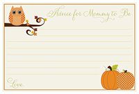 Baby Shower Advice Cards, Unisex, Owl, Pumpkins, Fall, Wisdom for Mommy, Set of 24 Advice for The Mommy to Be Cards, Autumn is a Hoot Neutral