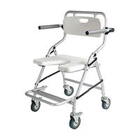 White Elderly with Armrests Commode Chair, Easy to Use,Store and Clean, Household Durable Portable Foldable Commode Chair