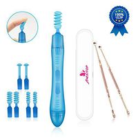 Ear Wax Remover - Ear Cleaner Portable Ear Removal Drop Ear Pick, 3 Different Types Replace Heads W/Bonus Storage Box + Clean Support Bundle (Blue)