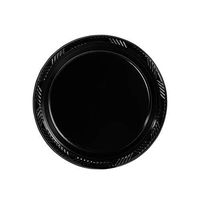 [125 Pack 7" Plate] Recycled Eco Friendly Big Party Pack Jet Black Plastic Plates
