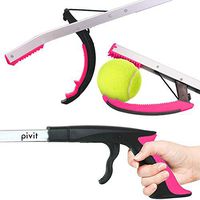 Pivit Claw Reacher Grabber | 34" Extra Long Reach Aid | Heavy Duty Sock Assist Tool, Fishing, Trash Garbage Picker, Garden Nabber | Compact Aluminum Elderly Pick Up Extender Arm | Grip Handle (Pink)