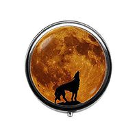 Moon Pill Box,Wolf Pill Box,Wild Animal Art Candy Box Moon and Wolf Full Moon Moon Jewellery Art Gifts