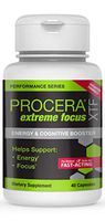 Procera XTF Extreme Focus | Natural Focus & Energy Pill | Nootropic Brain Booster, Study Aid & Preworkout Supplement | Gingko, Rhodiola, Acetyl L Carnitine, Huperzine A, Natural Caffeine | 40 Pills