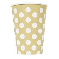 12oz Gold Polka Dot Paper Cups, 6ct