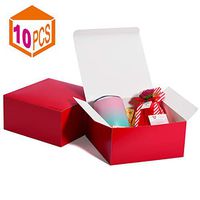 MESHA Gift Boxes 8x8x4in Gift Boxes for Bridesmaids 10Pack red Kraft Gift Boxes with Lids for Crafting, Cupcake Boxes（Red）