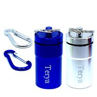Waterproof Pill Case Pill Holders Keychain Pill Container Terya Pill Dispenser Metal Box Pill Dispenser (2.5 in) (Silvery & Blue)
