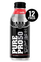 American Body Building Pure Pro 50, Post-Workout Recovery Protein Shake, Muscle Builder, HI-Protein, Low Fat, Low Sugar, Strawberry Flavored, Ready to Drink 14.5 oz Bottles, 12 Count