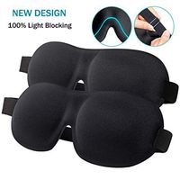 Sleep Mask for Women Men, 100% Blackout Light Blindfold 2 Pack, Fully Adjustable Buckle Strap 3D Contoured Eyeshade Soft Eye Sleeping Masks for Travel, Spa, Naps, Airplane, Meditation (Black & Black)