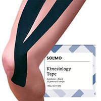 Amazon Brand - Solimo Kinesiology Tape Synthetic I Strips, Black, 1 Roll of 20, 2" x 10" Strips