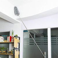 Microfiber Duster with Stainless Steel Extension Pole - Extendable Duster for Cleaning High Ceiling Fan, Interior Roof, Cobweb, Gap Dust, Extra Long 111 inches