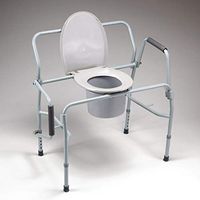 Homecraft Heavy Duty Drop-Arm Commode with Padded Seat, Bariatric Bedside Commode with Rotating Arms for Patient Transfers of Handicapped, Elderly, Disabled users, Folding Toilet, Easy Access Toilet