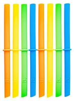 Elk and Friends Adult & Kid's Reusable Silicone Straws with Stopper for 8oz Mason Jars or Tumblers, Pack of 8 Colorful Straws + Cleaning Brush