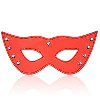 JIAHAO Blinder Soft Padded PU Leather Blindfold Eye Cover Sleep Flirting cat face mask (Red)