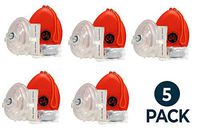 EMI 5 Pack - 5 CPR First Aid Face Shield Rescue Mask Pocket Rescusitators, Gloves, Wipe, Orange Hard Case with Wrist Strap
