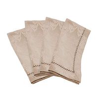 SARO LIFESTYLE DM871.T21S Paloma Collection Drawn work Damask Napkin (Set of 4), 21", Taupe