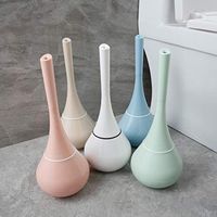 Flurries Artistic Free-Standing Toilet Brush and Holder Set - Bathroom Cleaning Tool - Bowl Cleaner for Storage and Organization - Covered Brush, Modern Base, Anti-Slip Splash Guard Handle (Yellow)