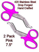 Princess Care Trauma Shears Medical Bandage Scissors 7.5", Pink - 420 Stainless Steel (2 Pack), USA
