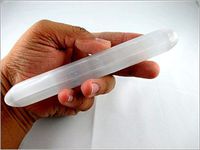 Jet Fantastic Selenite Smooth Wand 6 inch Approx. 100 Grams Stick Free Booklet Jet International Crystal Therapy