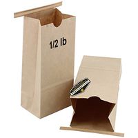 25 Pack of Mighty Gadget (R) Resealable Kraft Paper Poly-Lined Tin Tie Bags (1/2 lb) - 3 3/8” x 2 1/2” x 7 3/4”